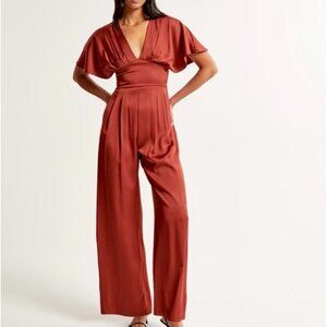 Abercrombie & Fitch Angel Sleeve Satin Jumpsuit